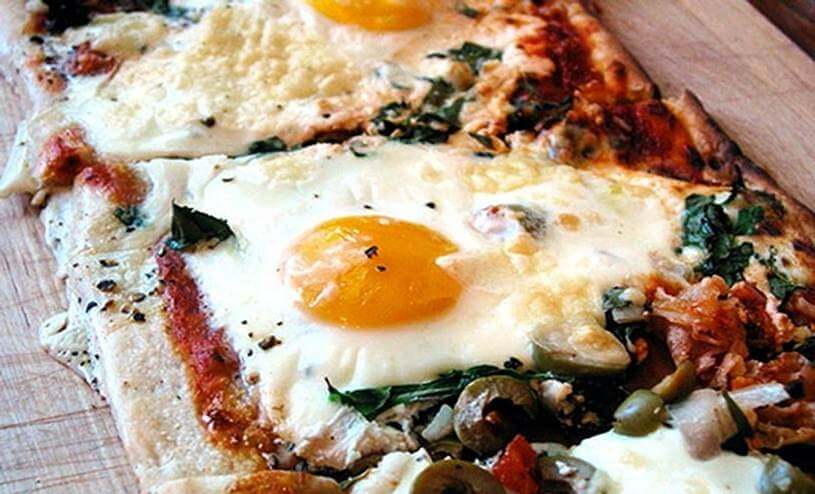 Breakfast Pizza with Fresh Herbs and Veggies from the Inn's Garden