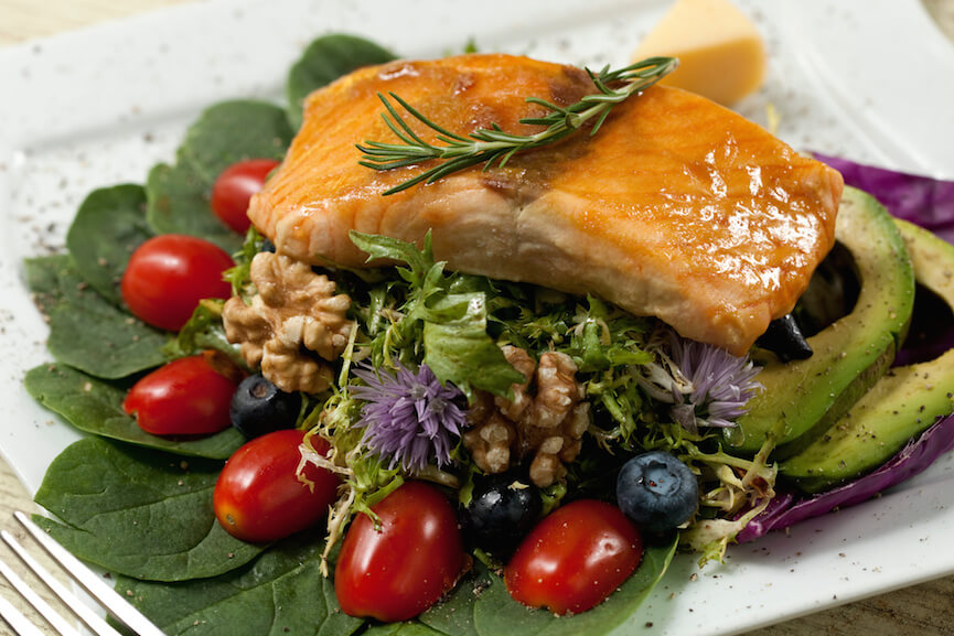 Salmon Atop the Garden Bounty