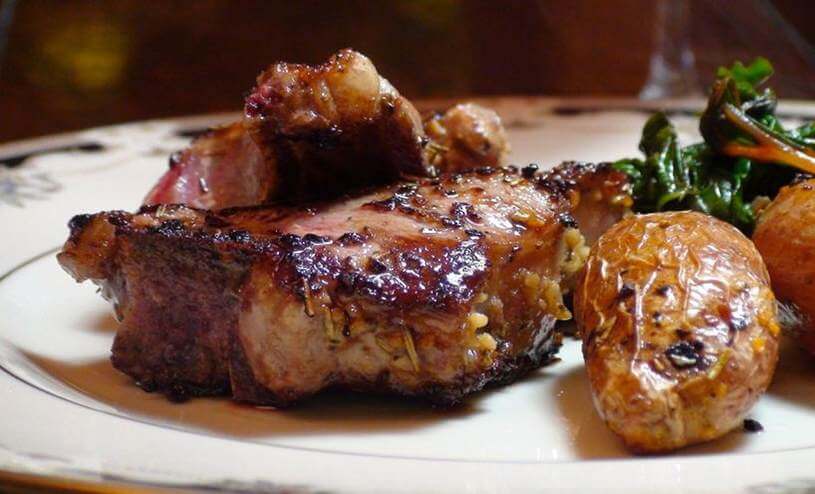 Grilled Chops with Roasted Vegetables